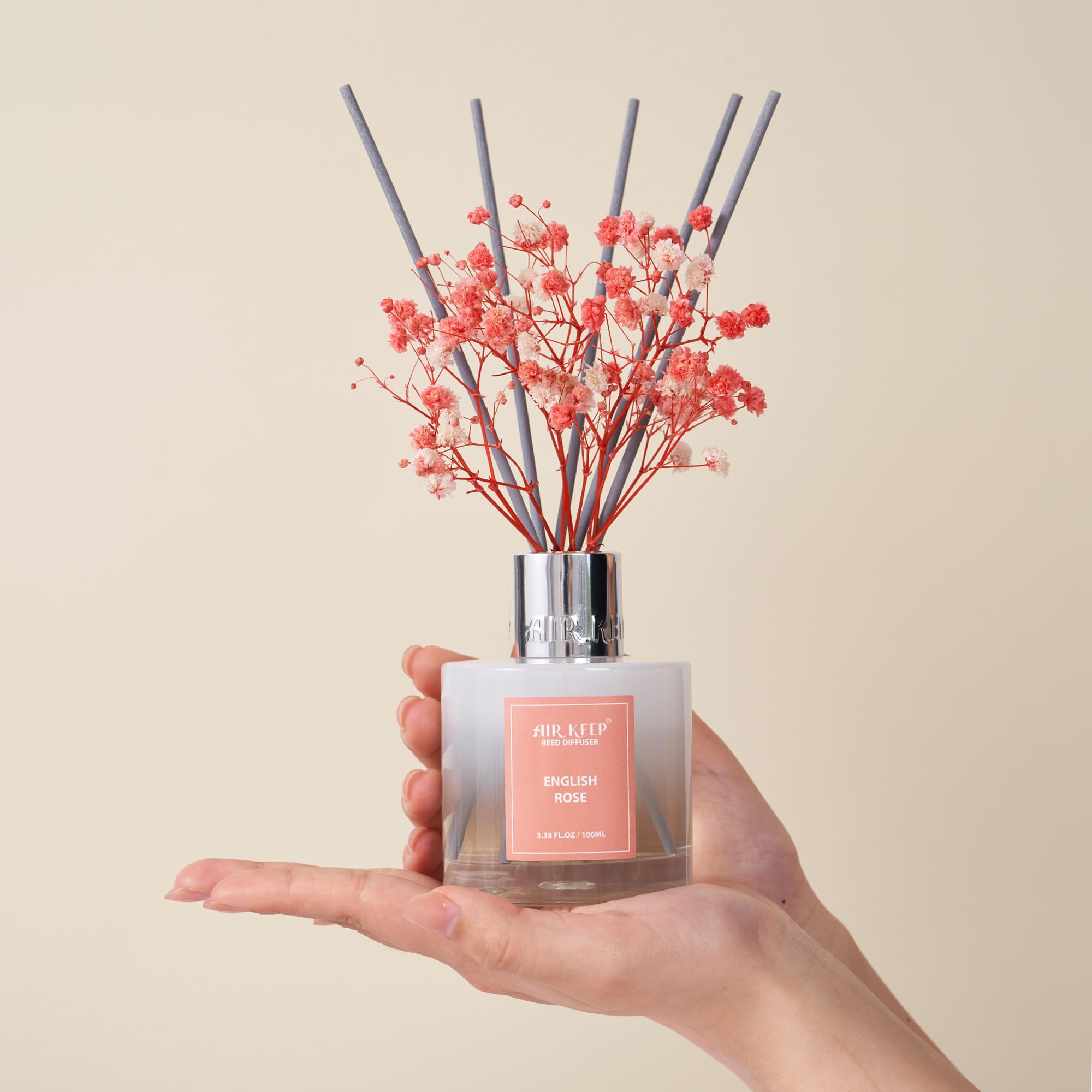 Airkeep Raumduft Clean Linen Duft, Reed Diffuser mit 8 Duftstäbchen, Lufterfrischer für Badezimmer, Wohnung, Heimdekoration, 100ml