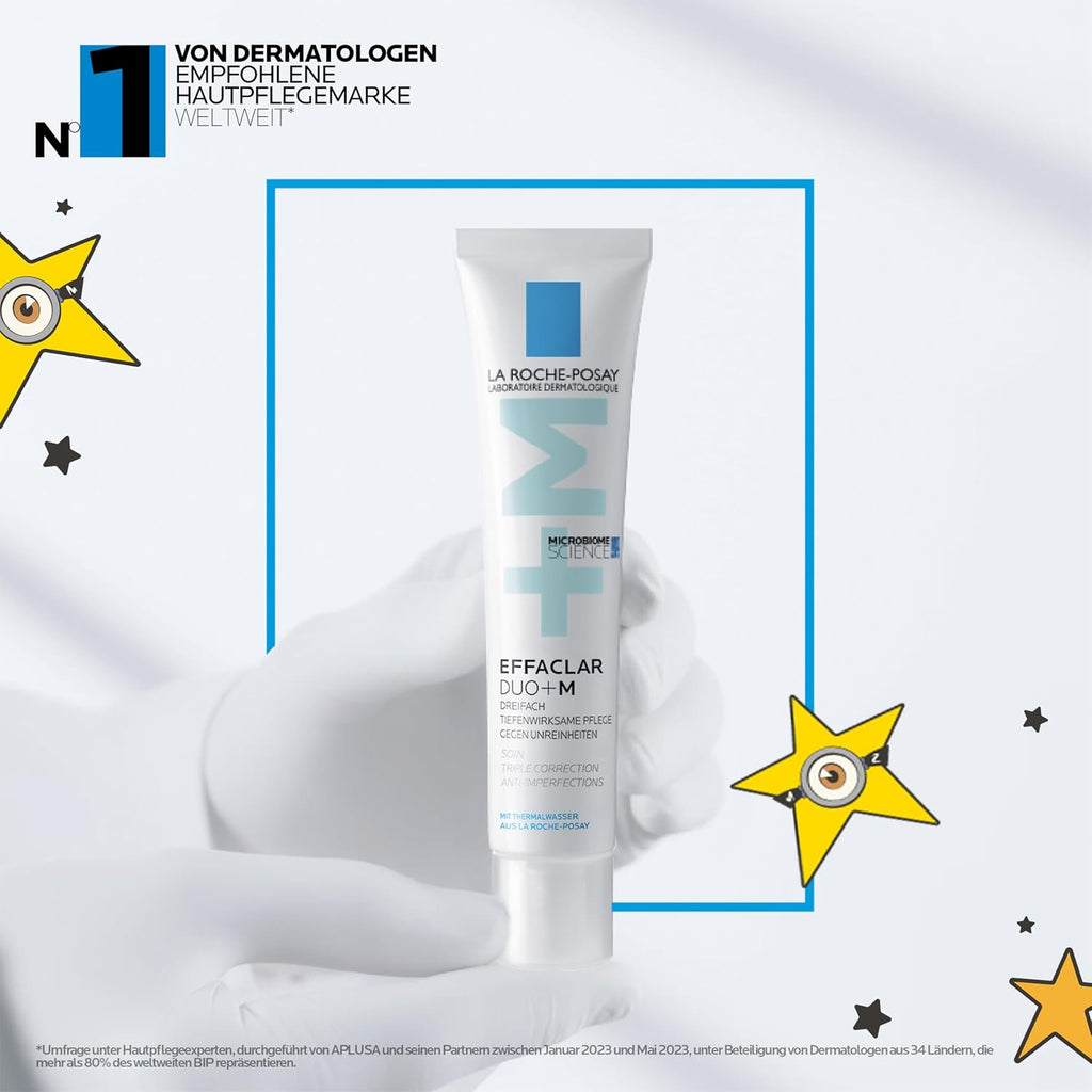 La Roche Posay Anti-Akne Gesichtscreme, Dreifach tiefenwirksame Pflege gegen Pickel, Mitesser und Unreinheiten, Mit Anti-Rückfall-Effekt, Mit Niacinamid, Phylobioma und Procerad, Effaclar Duo+M, 40 ml