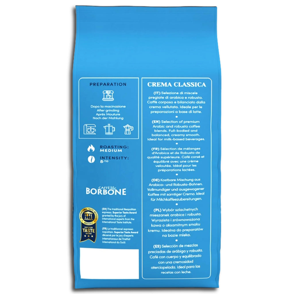 Caffè Borbone Kaffeebohnen - Crema Superiore - Authentischer neapolitanischer Espresso - Intensität 7/10 - Kraftvolle und raffinierte Mischung mit Noten von Milchschokolade und Vanille - 1kg Packung