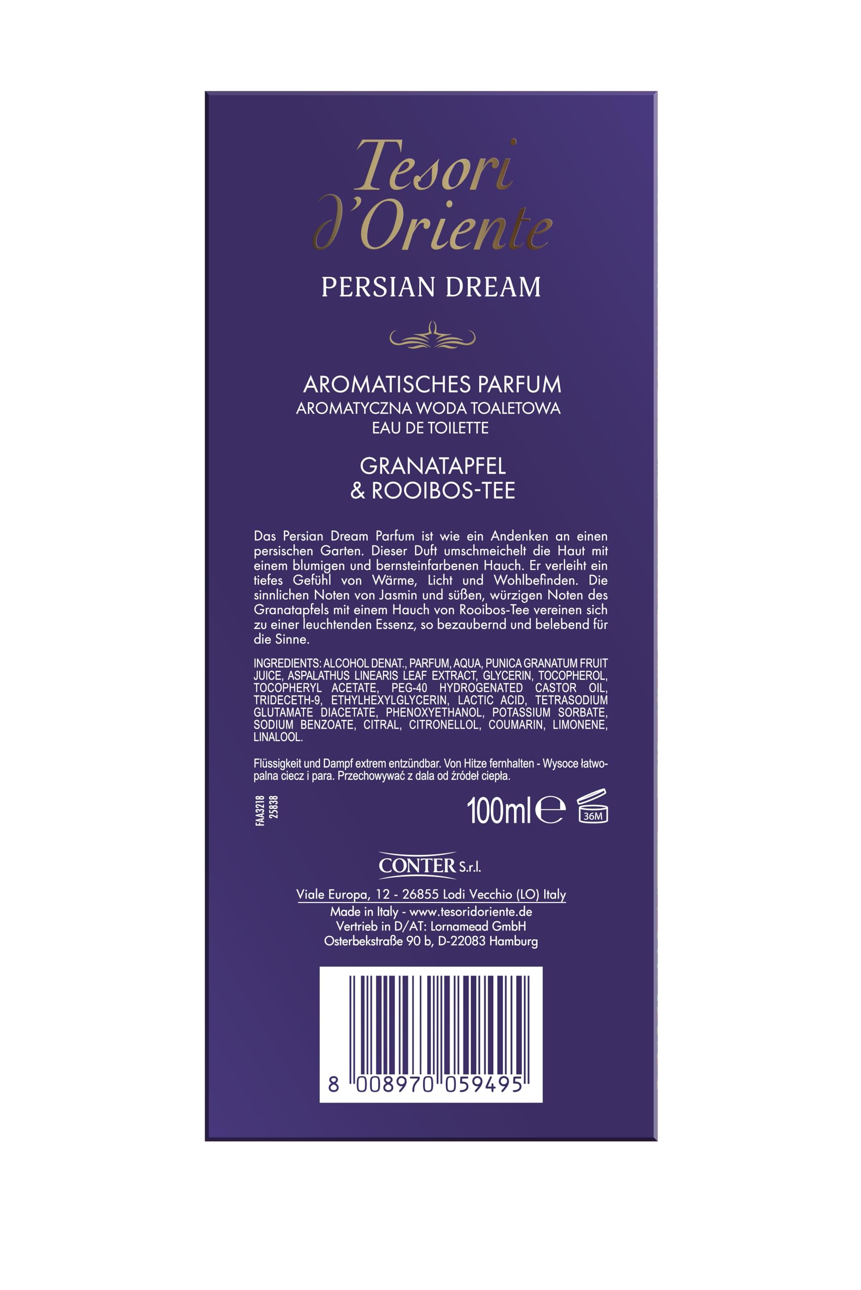 Tesori d'Oriente EDT Byzantium | 100 ml | aromatisches Parfüm | schwarze Rose & Labdanum | im Aluminiumflakon | Wellness-Ritual für Körper & Sinne