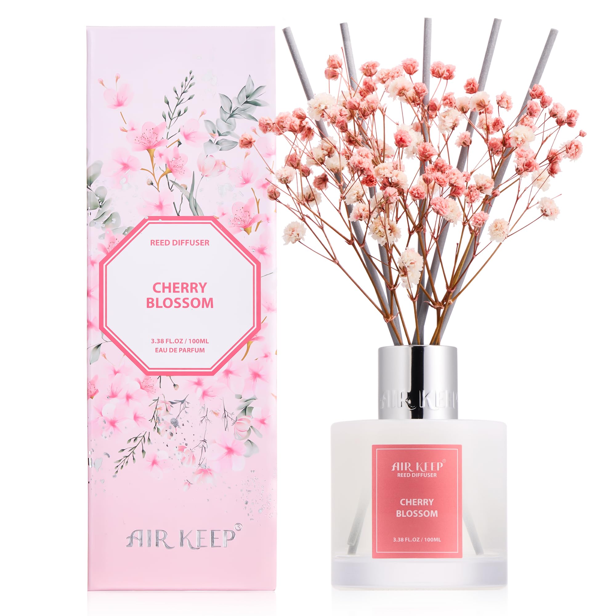 Airkeep Raumduft Clean Linen Duft, Reed Diffuser mit 8 Duftstäbchen, Lufterfrischer für Badezimmer, Wohnung, Heimdekoration, 100ml