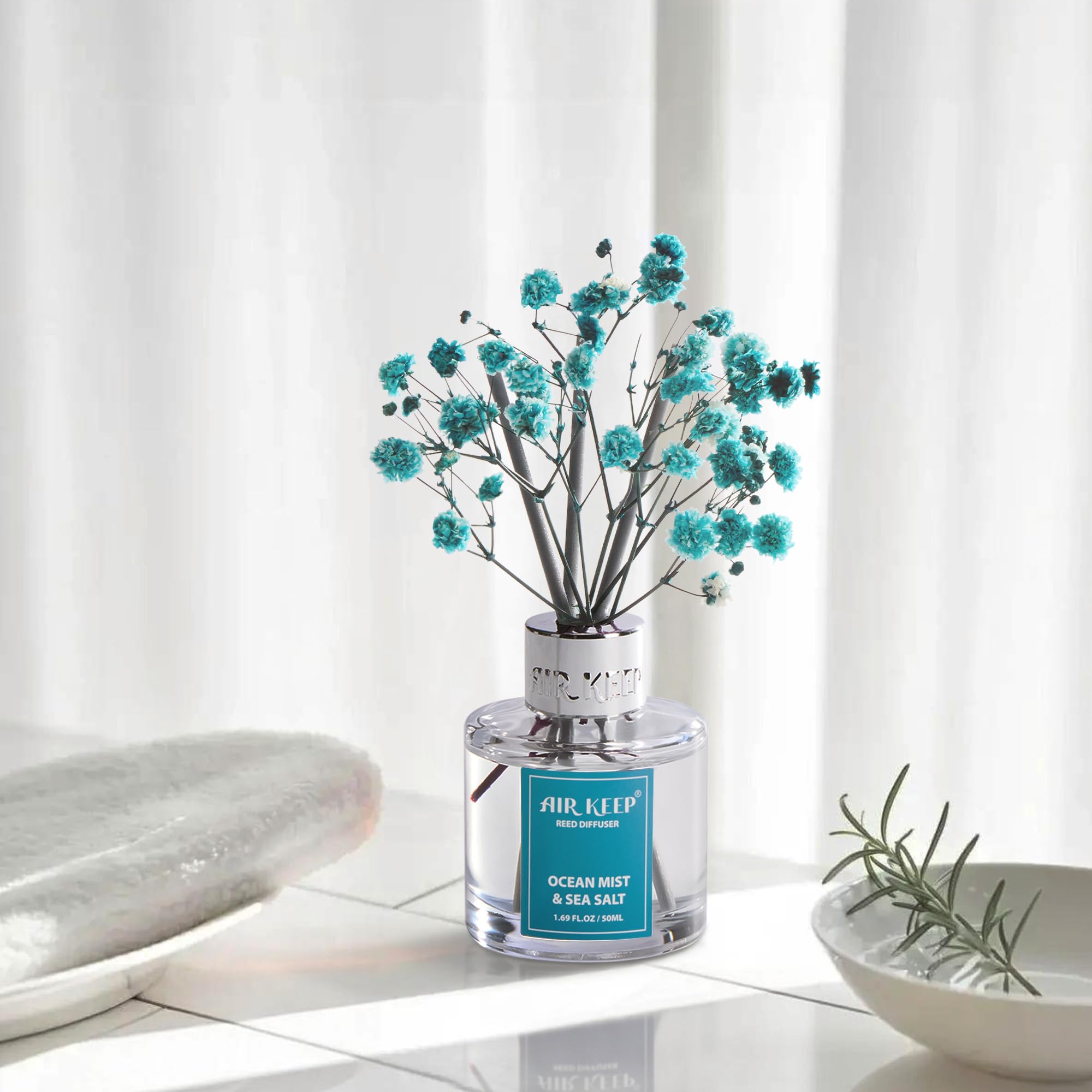 Airkeep Raumduft Clean Linen Duft, Reed Diffuser mit 8 Duftstäbchen, Lufterfrischer für Badezimmer, Wohnung, Heimdekoration, 100ml