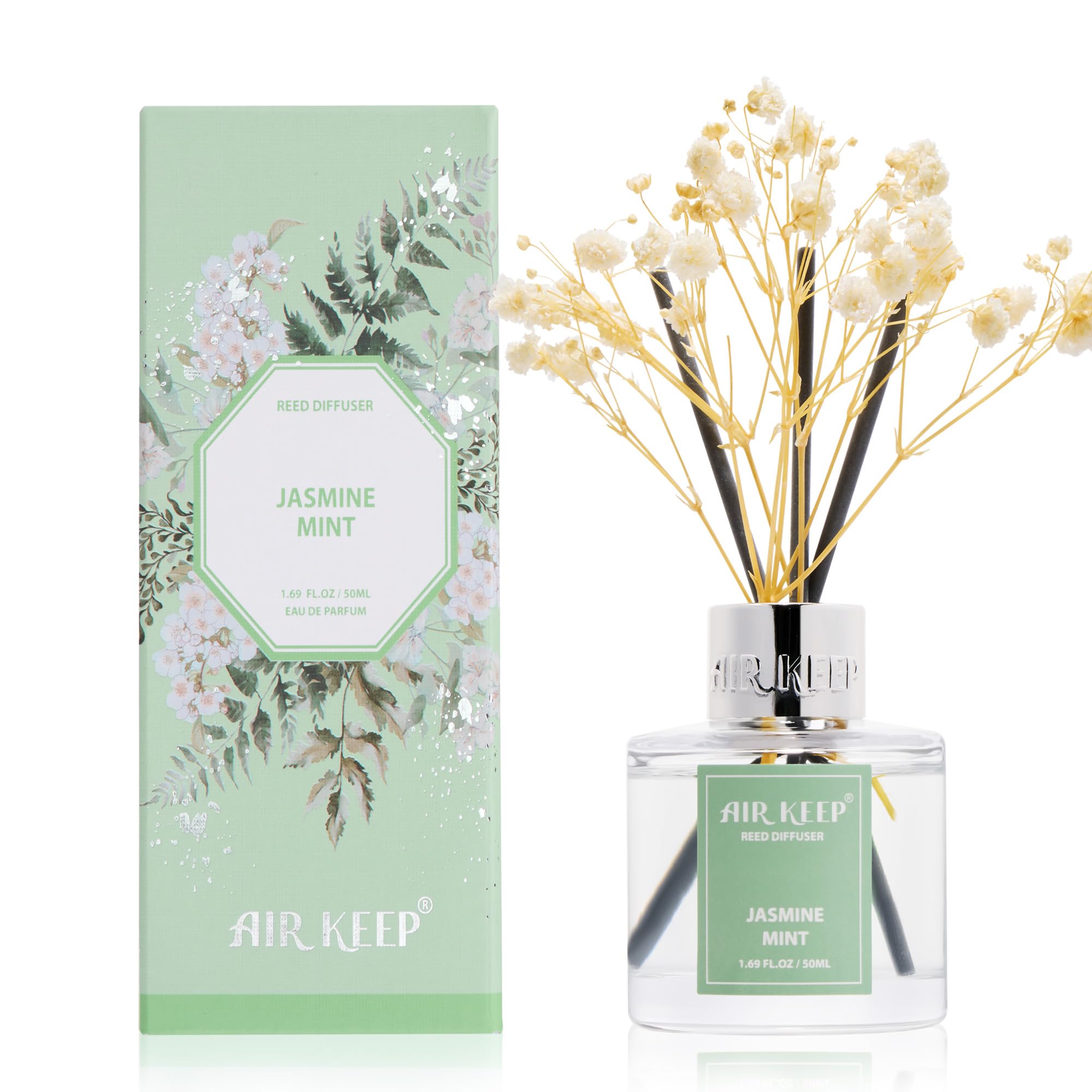 Airkeep Raumduft Clean Linen Duft, Reed Diffuser mit 8 Duftstäbchen, Lufterfrischer für Badezimmer, Wohnung, Heimdekoration, 100ml