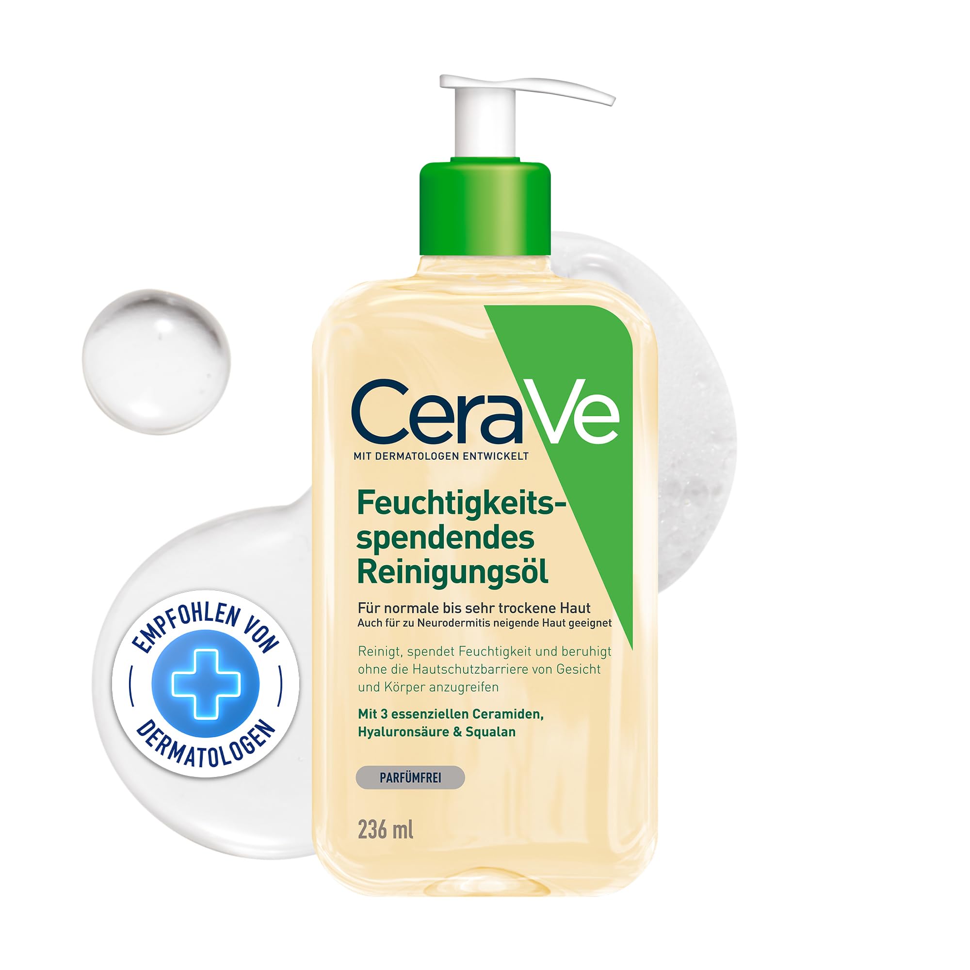 CeraVe Feuchtigkeitsspendendes Reinigungsöl, Intensive und langanhaltende Feuchtigkeit für normale bis sehr trockene Haut, Reinigung für Körper und Gesicht, mit 3 essenziellen Ceramiden