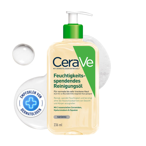 CeraVe Feuchtigkeitsspendendes Reinigungsöl, Intensive und langanhaltende Feuchtigkeit für normale bis sehr trockene Haut, Reinigung für Körper und Gesicht, mit 3 essenziellen Ceramiden