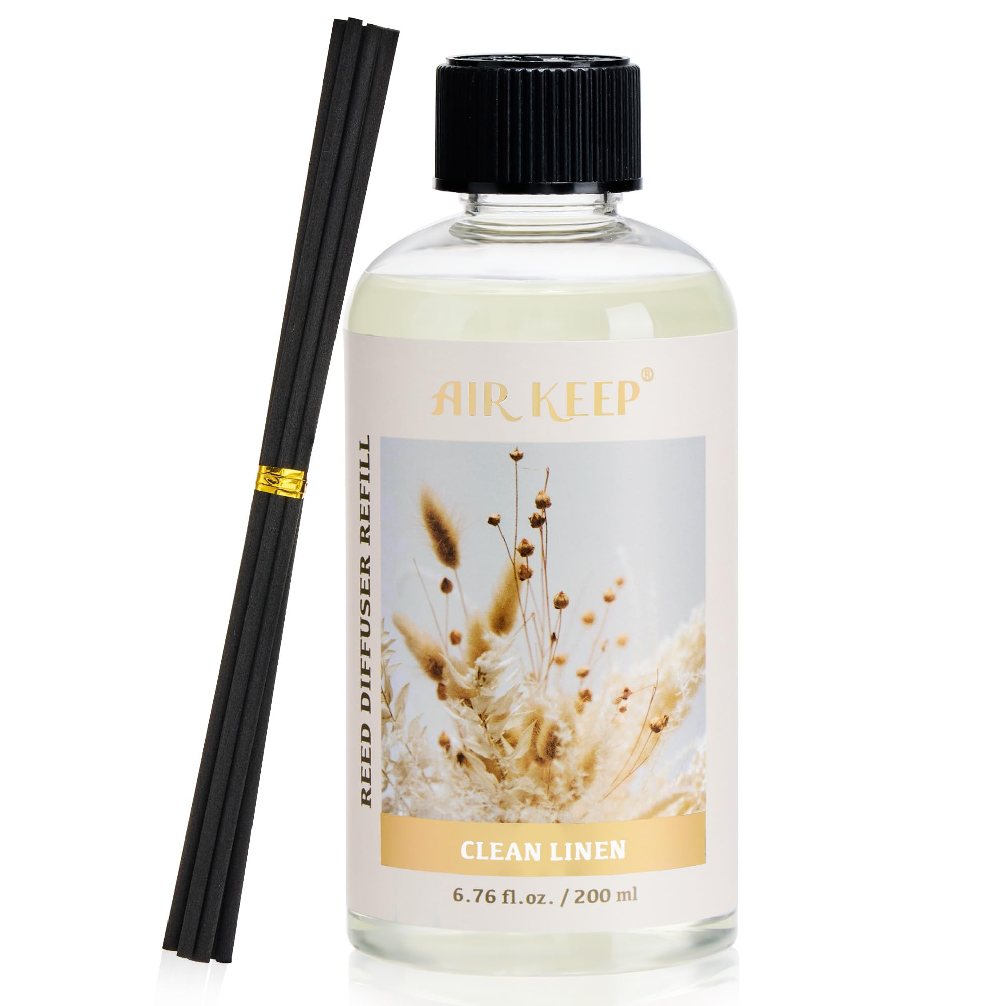 Airkeep Raumduft Clean Linen Duft, Reed Diffuser mit 8 Duftstäbchen, Lufterfrischer für Badezimmer, Wohnung, Heimdekoration, 100ml
