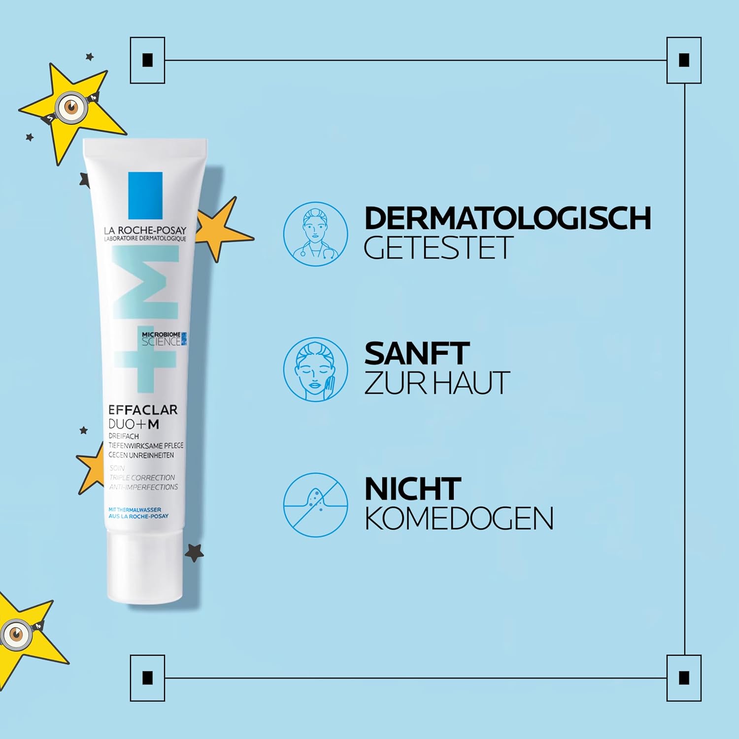 La Roche Posay Anti-Akne Gesichtscreme, Dreifach tiefenwirksame Pflege gegen Pickel, Mitesser und Unreinheiten, Mit Anti-Rückfall-Effekt, Mit Niacinamid, Phylobioma und Procerad, Effaclar Duo+M, 40 ml