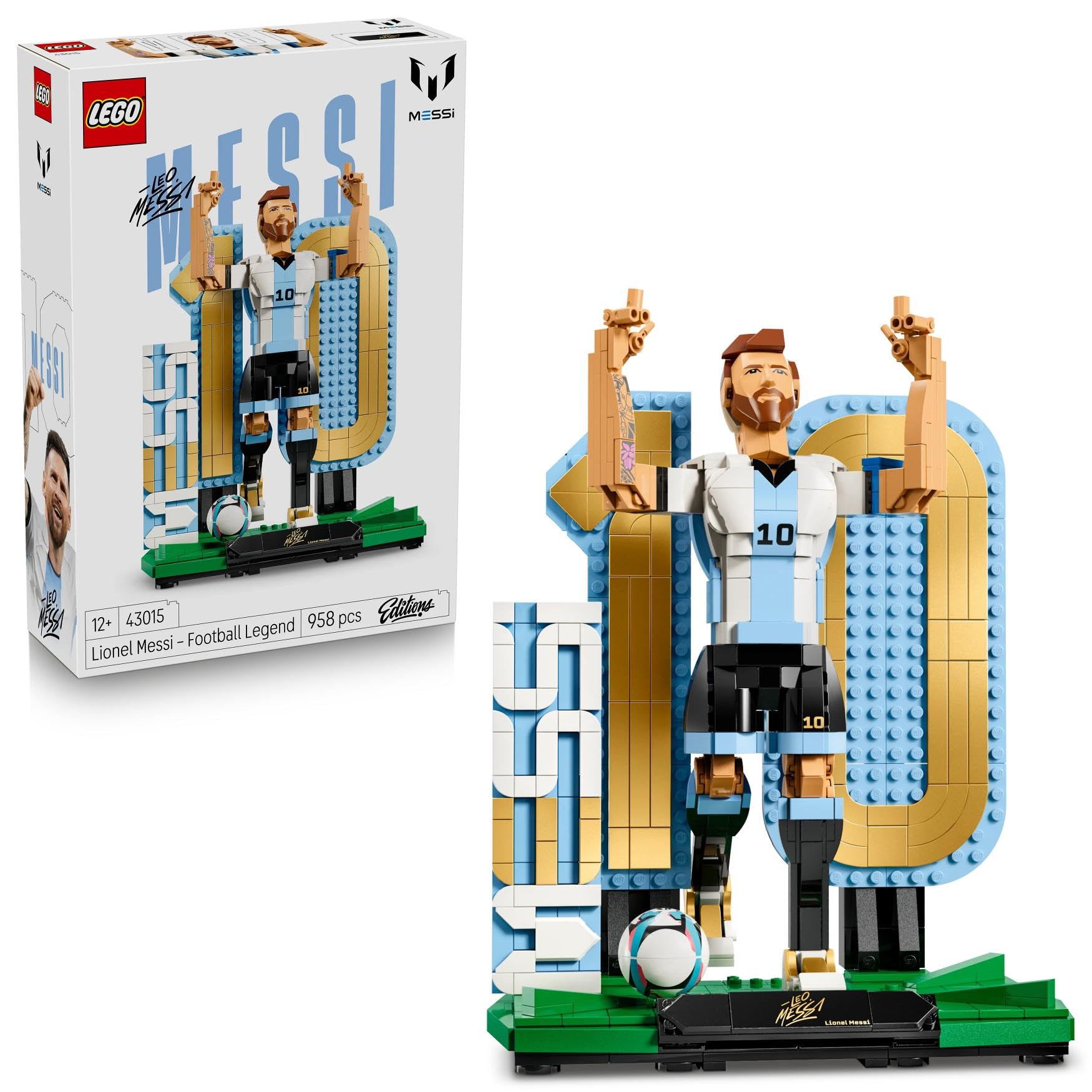 LEGO Editions Lionel Messi - Fußballlegende Spielzeug - 3D Figuren Modellbau - DIY Kinderzimmer Deko - Geschenk für Jungen, Mädchen ab 12 Jahren und Erwachsene Sportfans - 43015