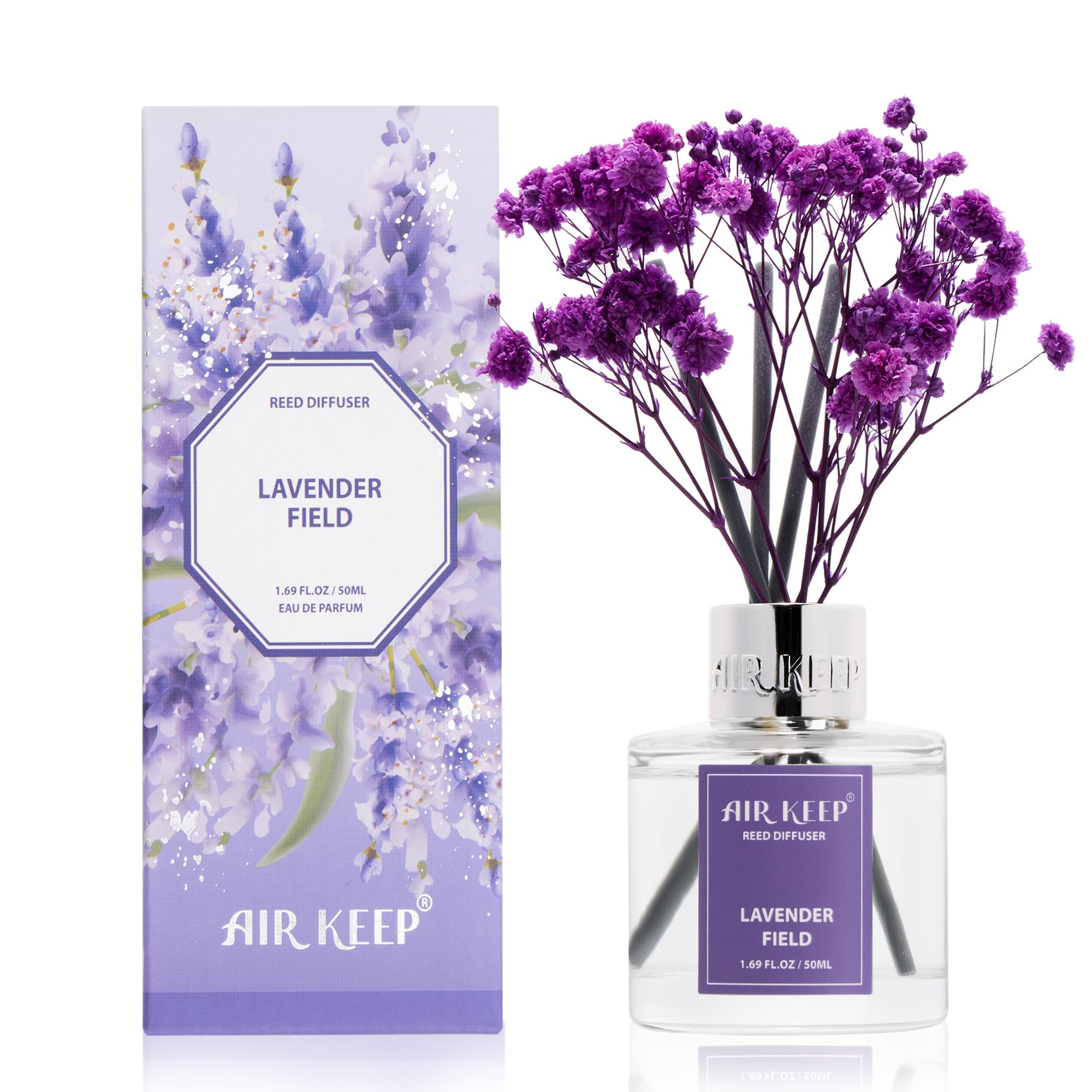 Airkeep Raumduft Clean Linen Duft, Reed Diffuser mit 8 Duftstäbchen, Lufterfrischer für Badezimmer, Wohnung, Heimdekoration, 100ml