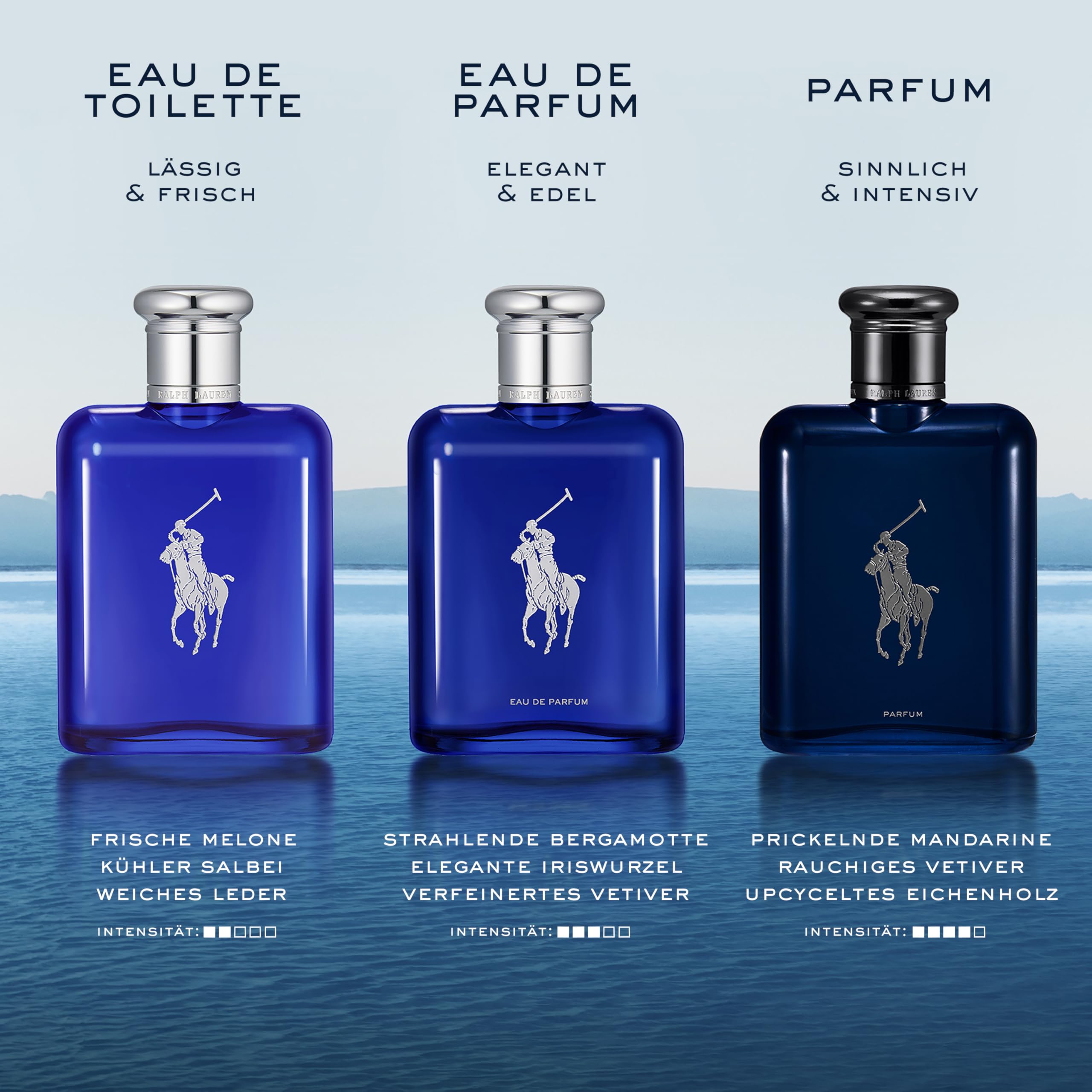 Ralph Lauren Polo Blue Eau de Toilette für Herren, erfrischend-aromatischer Duft mit Melone, Gurke & Mandarine, für den aktiven Mann