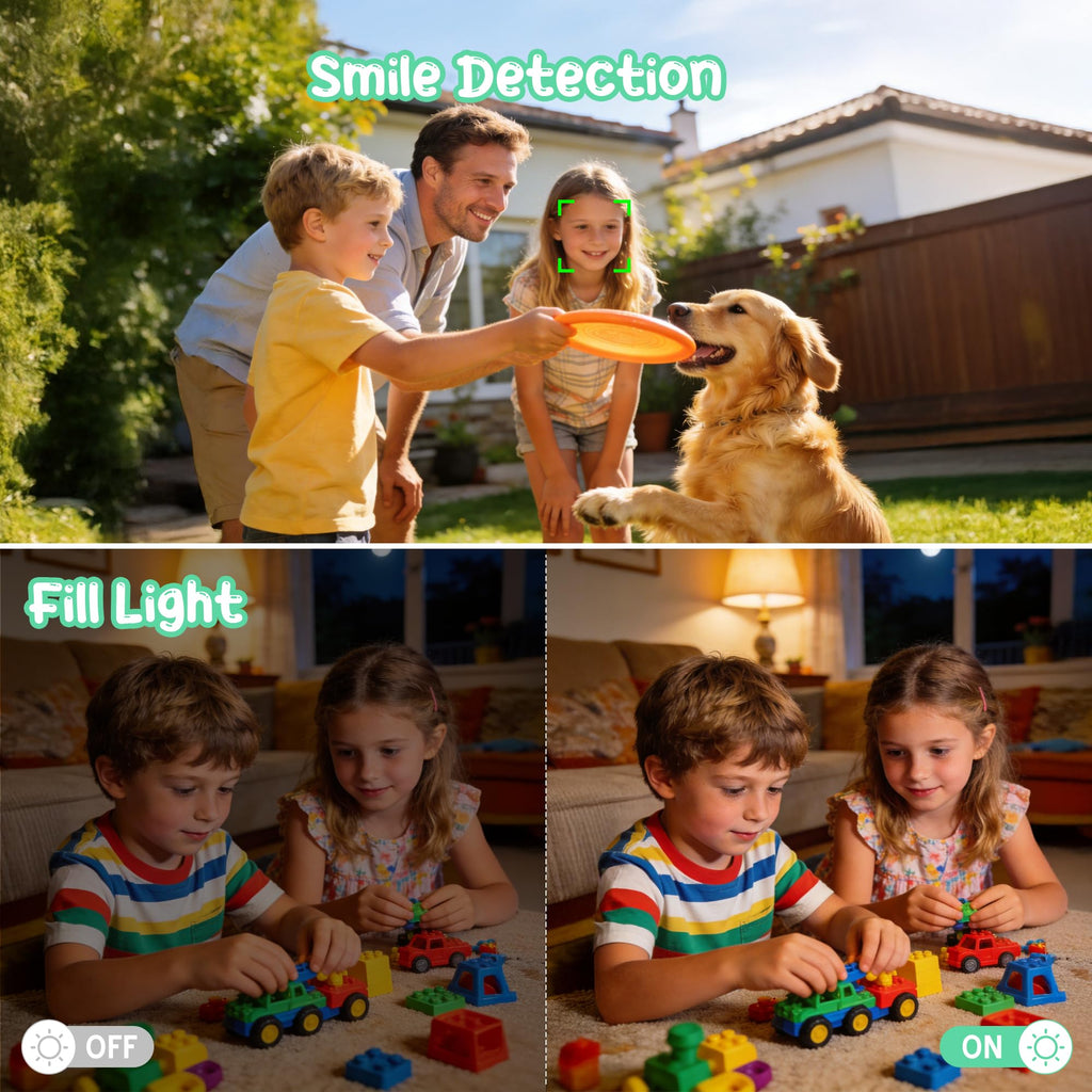 Digitalkamera 1080P 44MP Vlogging Kamera für Kinder Jugendliche, FHD Kompaktkamera Fotokamera mit 2,4" Bildschirm 16X Zoom, Anti-Shake Minikamera für Anfänger Studenten Jungen Mädchen-Schwarz