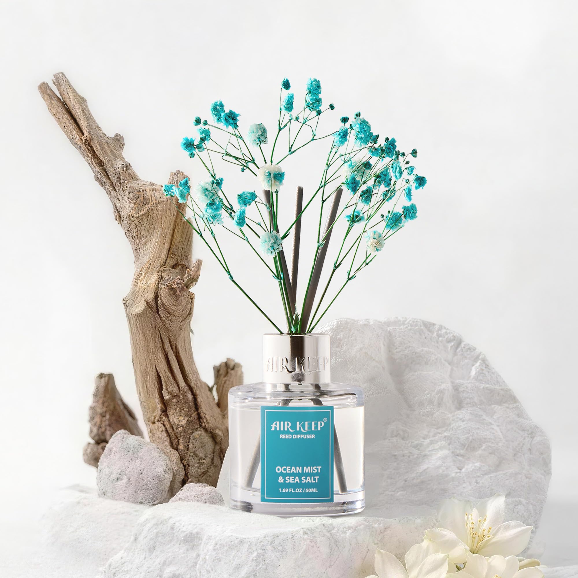 Airkeep Raumduft Clean Linen Duft, Reed Diffuser mit 8 Duftstäbchen, Lufterfrischer für Badezimmer, Wohnung, Heimdekoration, 100ml