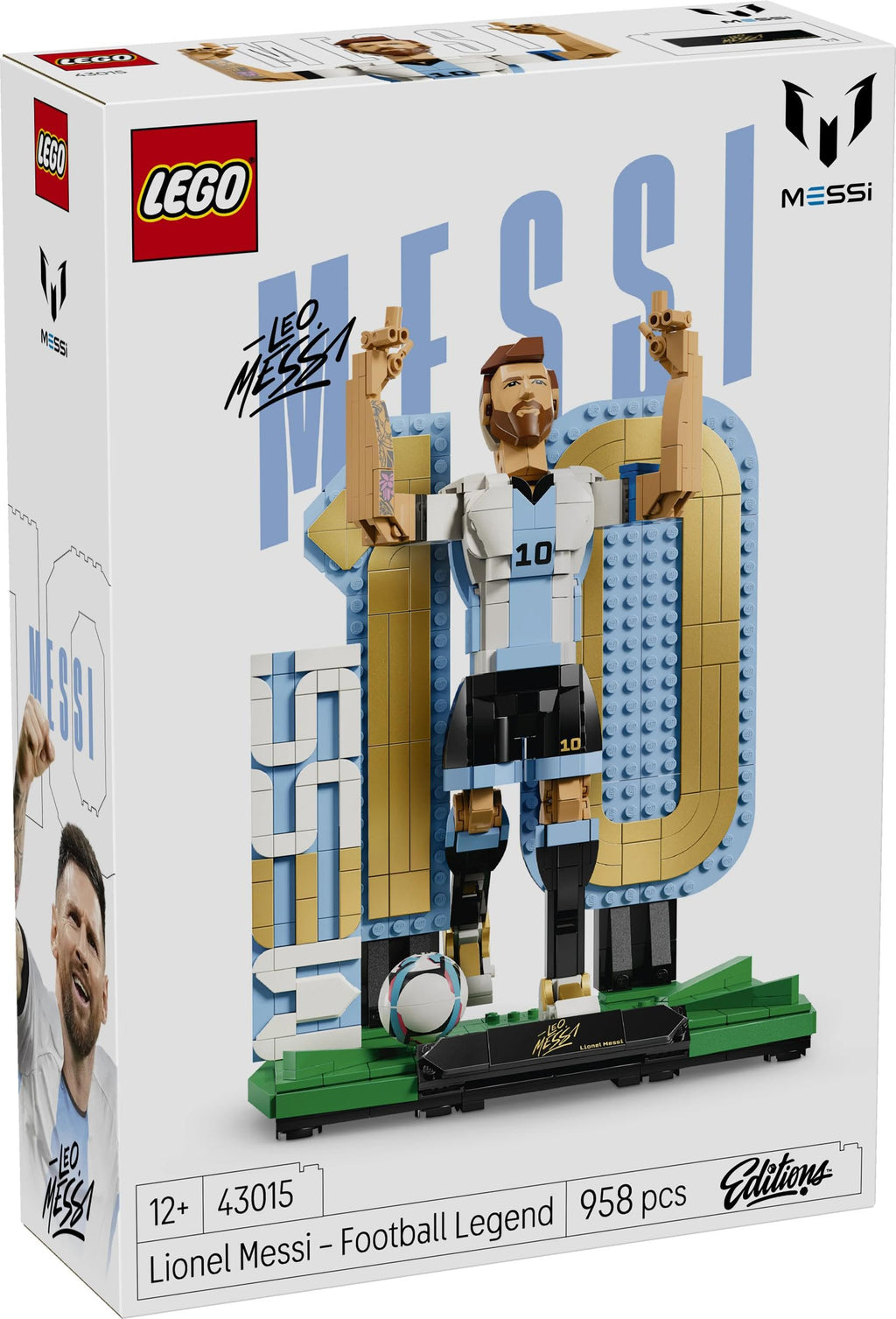 LEGO Editions Lionel Messi - Fußballlegende Spielzeug - 3D Figuren Modellbau - DIY Kinderzimmer Deko - Geschenk für Jungen, Mädchen ab 12 Jahren und Erwachsene Sportfans - 43015
