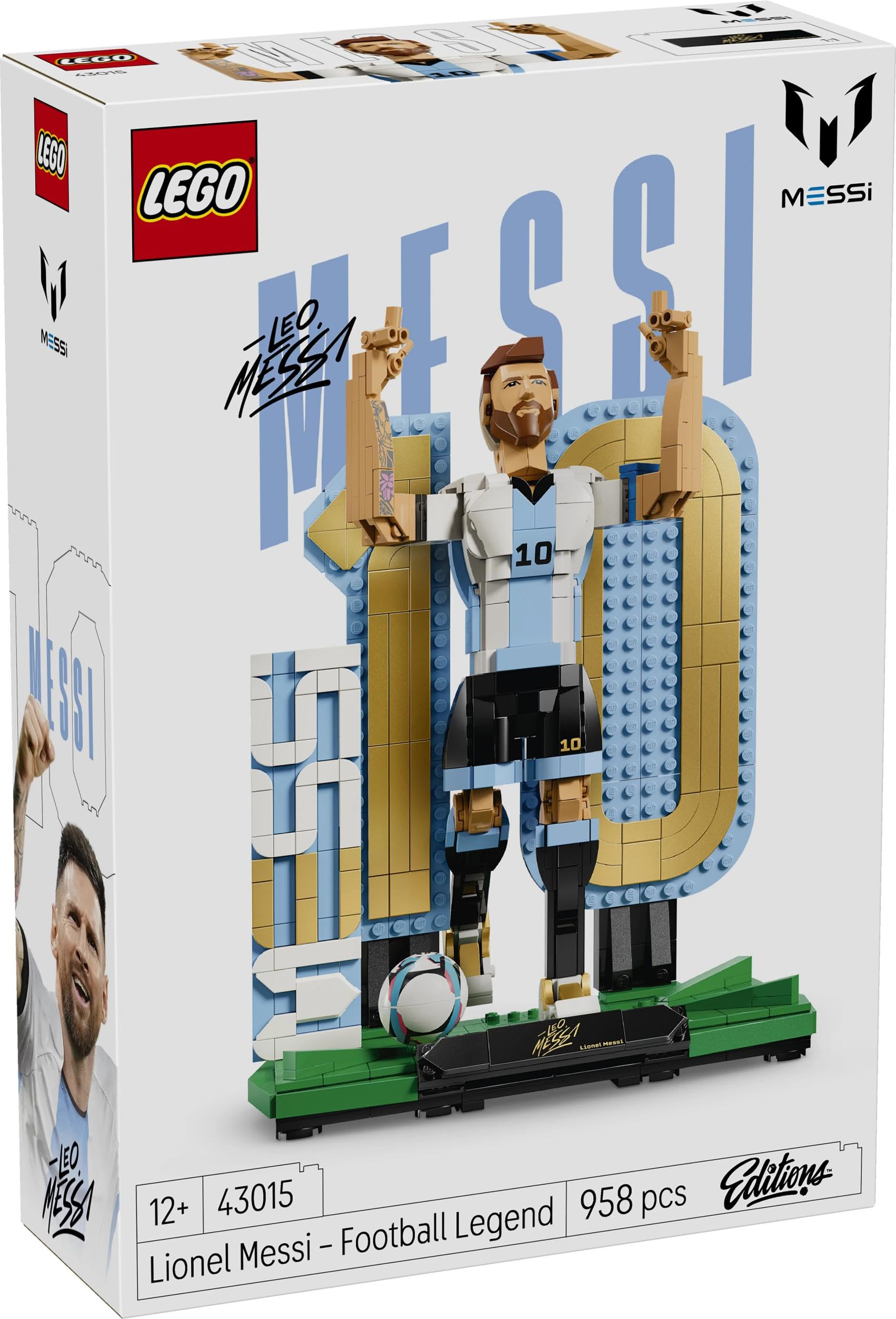 LEGO Editions Lionel Messi - Fußballlegende Spielzeug - 3D Figuren Modellbau - DIY Kinderzimmer Deko - Geschenk für Jungen, Mädchen ab 12 Jahren und Erwachsene Sportfans - 43015