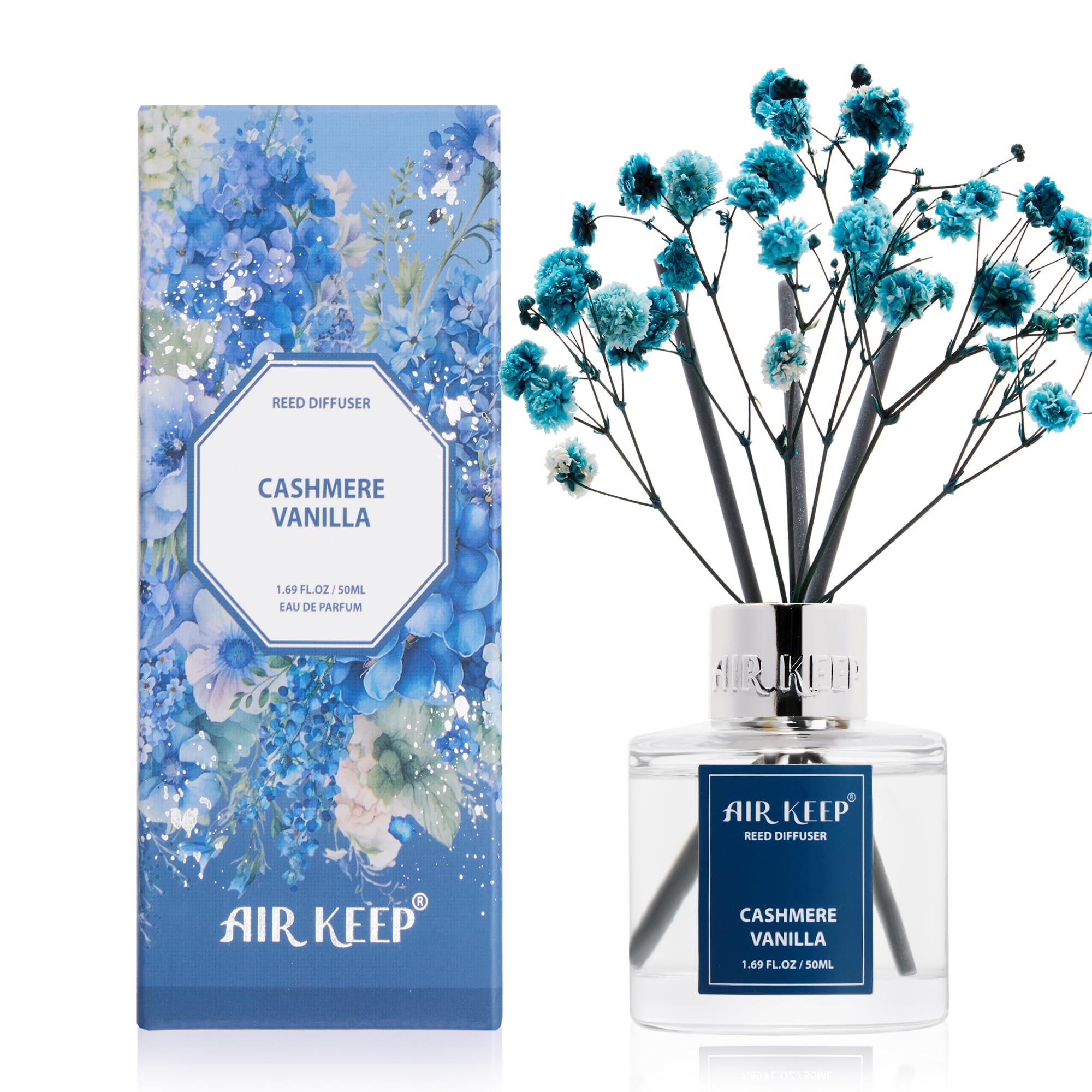Airkeep Raumduft Clean Linen Duft, Reed Diffuser mit 8 Duftstäbchen, Lufterfrischer für Badezimmer, Wohnung, Heimdekoration, 100ml