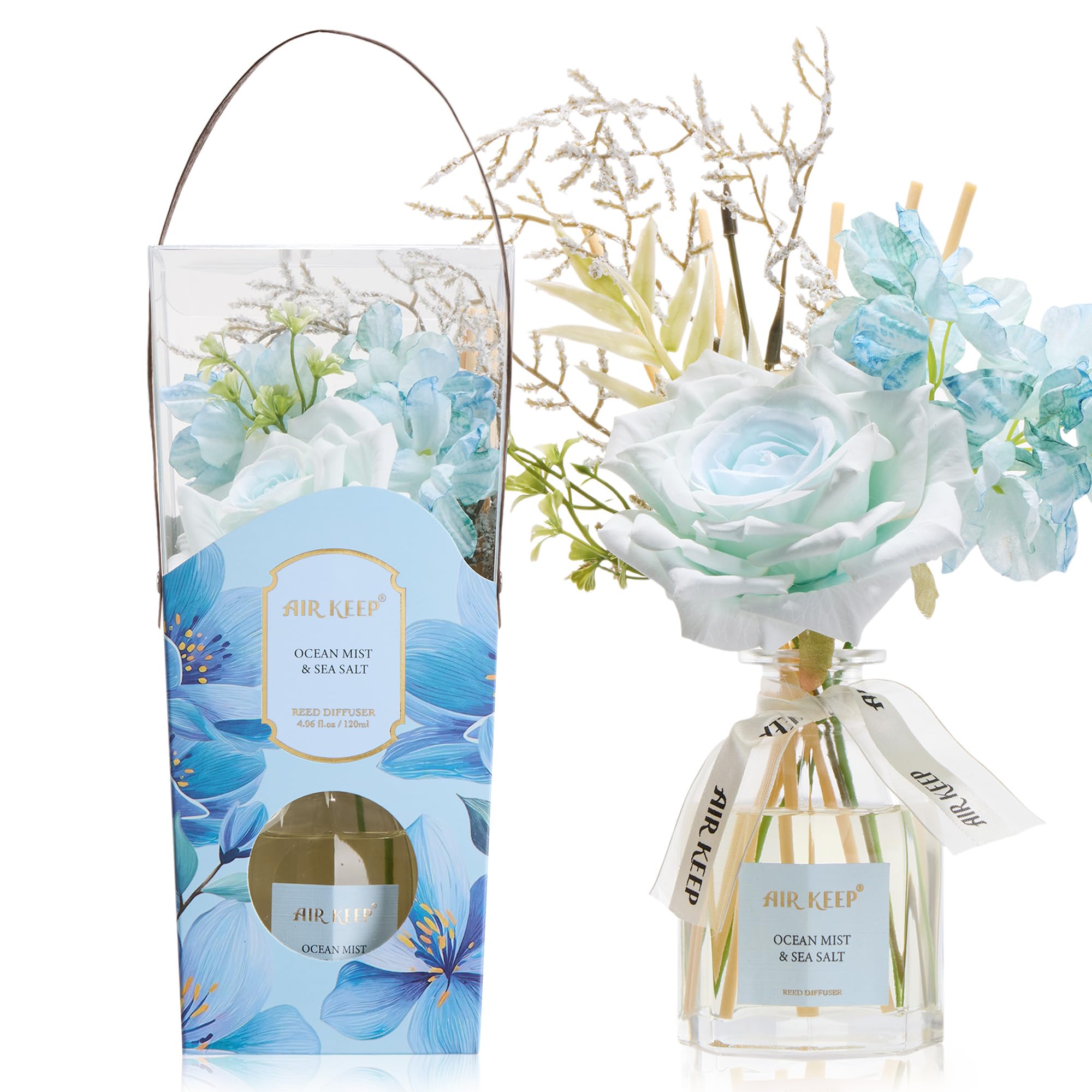 Airkeep Raumduft Clean Linen Duft, Reed Diffuser mit 8 Duftstäbchen, Lufterfrischer für Badezimmer, Wohnung, Heimdekoration, 100ml