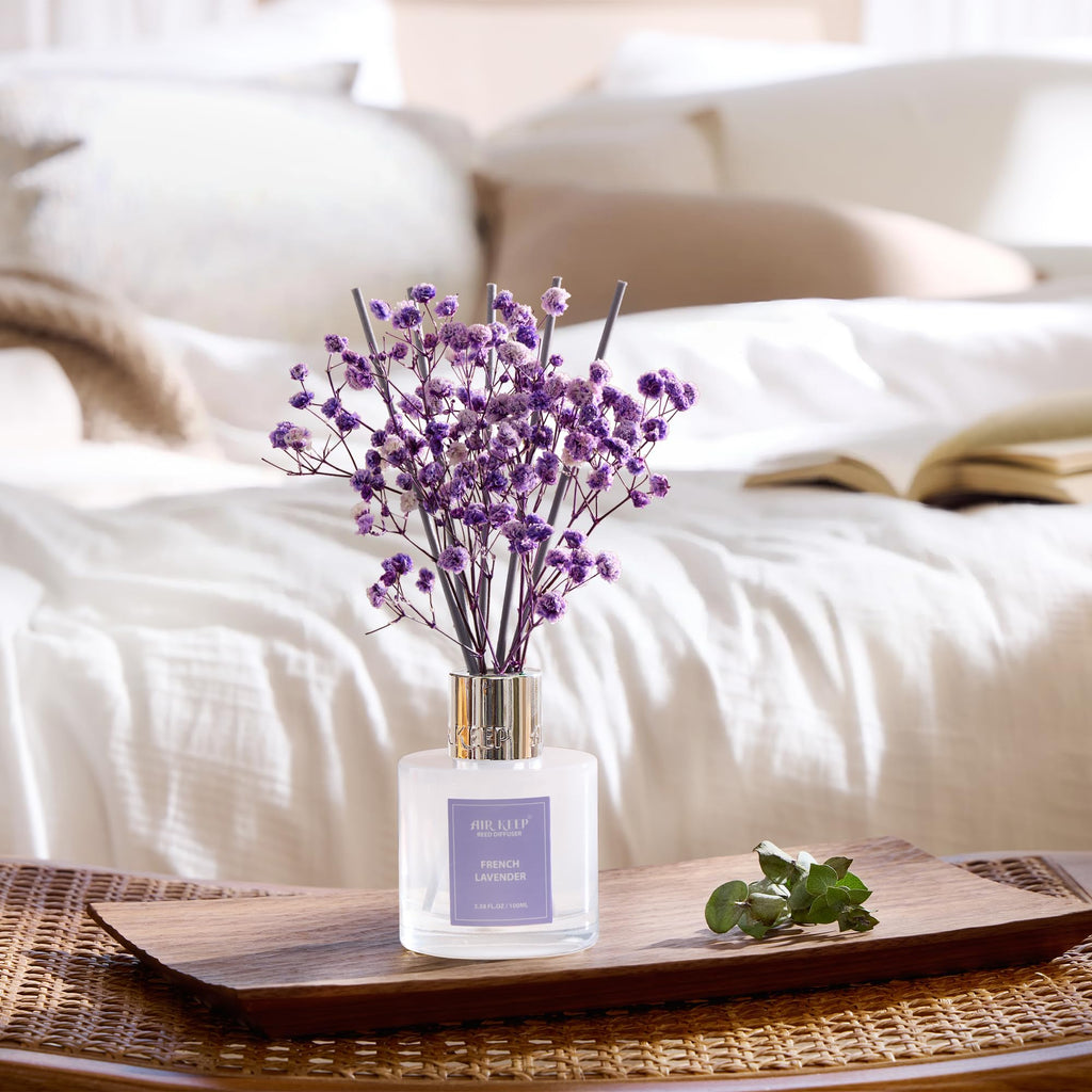 Airkeep Raumduft Clean Linen Duft, Reed Diffuser mit 8 Duftstäbchen, Lufterfrischer für Badezimmer, Wohnung, Heimdekoration, 100ml