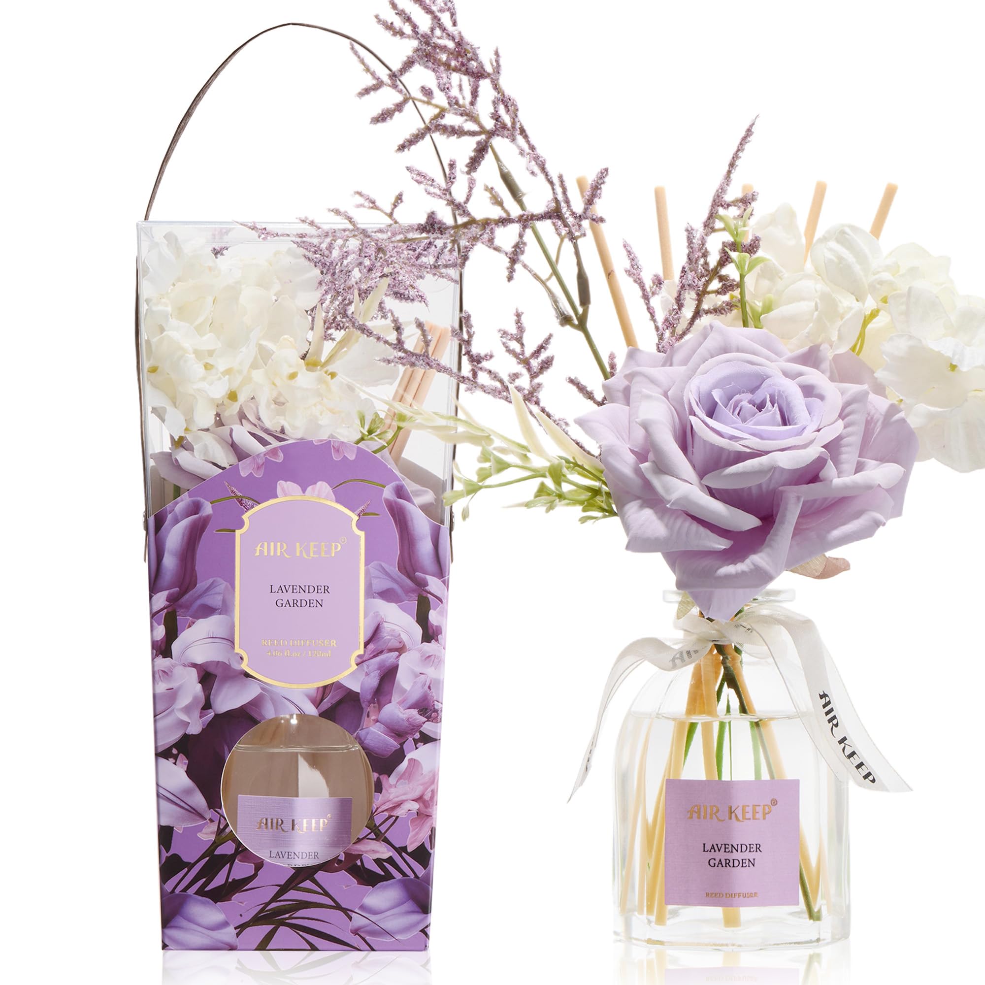 Airkeep Raumduft Clean Linen Duft, Reed Diffuser mit 8 Duftstäbchen, Lufterfrischer für Badezimmer, Wohnung, Heimdekoration, 100ml