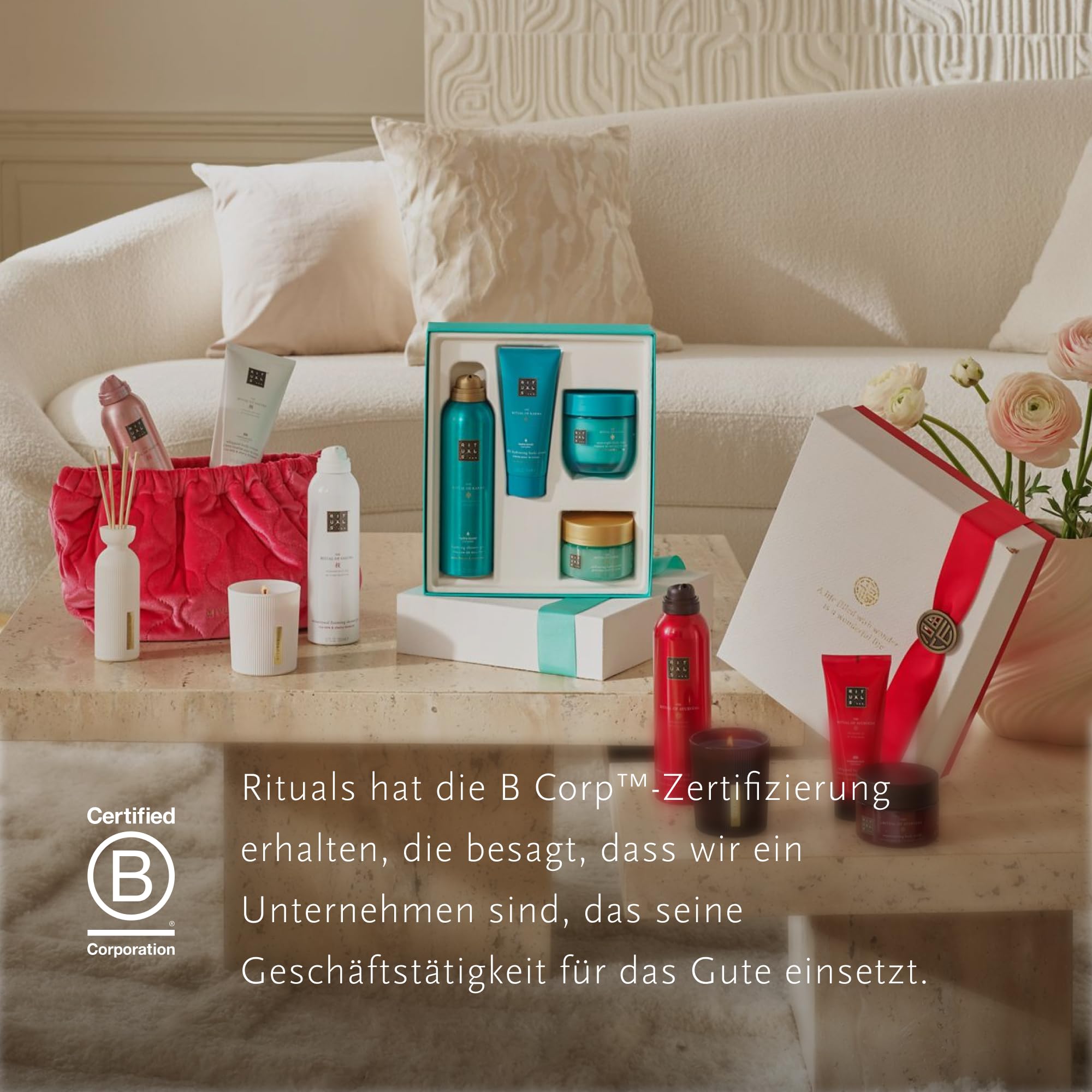 RITUALS Geschenkset The Ritual of Ayurveda Large – Home- und Hautpflegeprodukte mit Indischer Rose und Süßmandelöl, inklusive wiederverwendbarer Waschtasche – Ein Selbstpflege-Set für ein harmonisiere