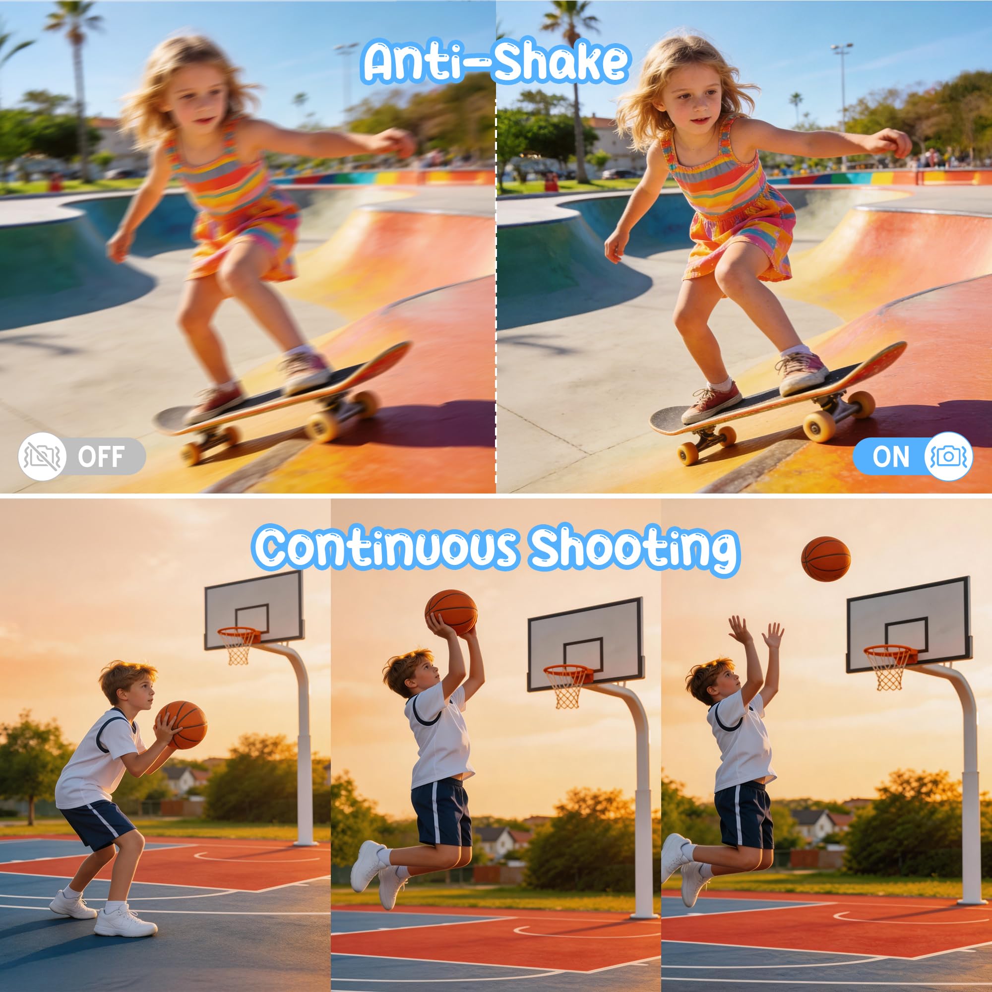 Digitalkamera 1080P 44MP Vlogging Kamera für Kinder Jugendliche, FHD Kompaktkamera Fotokamera mit 2,4" Bildschirm 16X Zoom, Anti-Shake Minikamera für Anfänger Studenten Jungen Mädchen-Schwarz