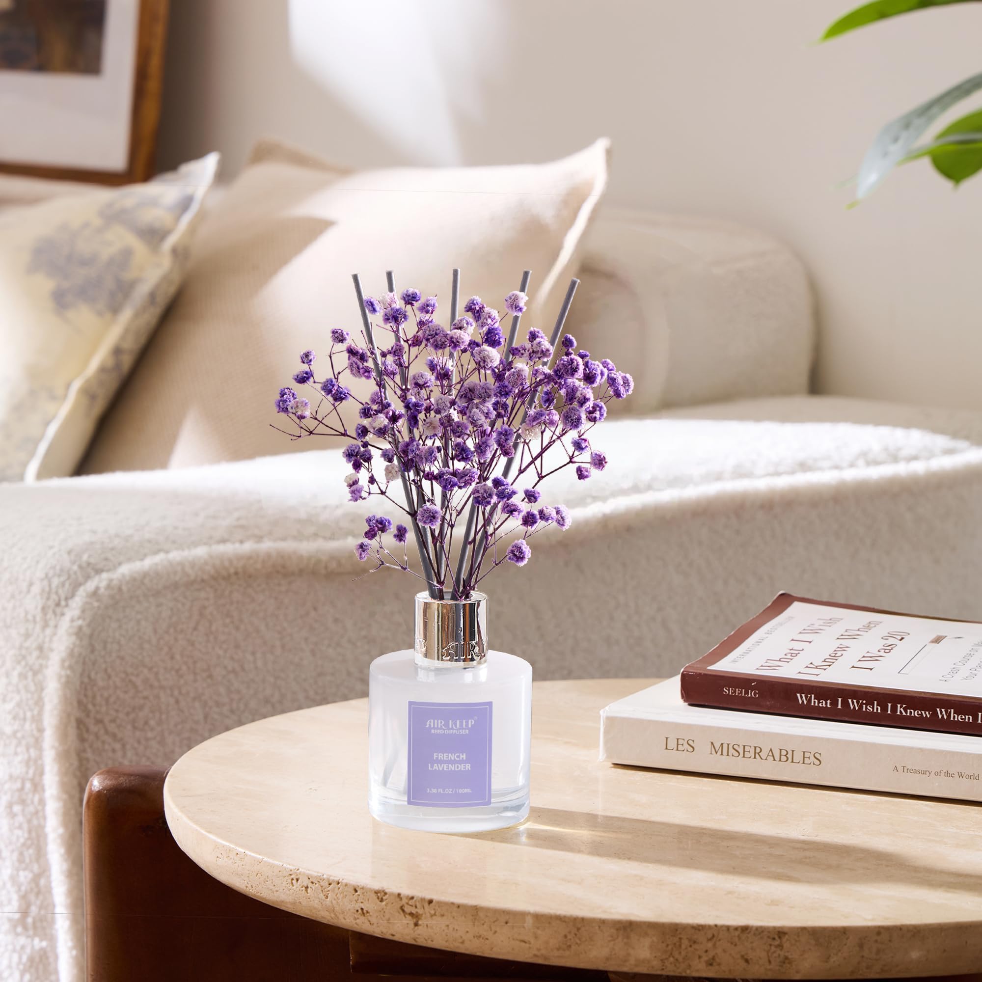 Airkeep Raumduft Clean Linen Duft, Reed Diffuser mit 8 Duftstäbchen, Lufterfrischer für Badezimmer, Wohnung, Heimdekoration, 100ml