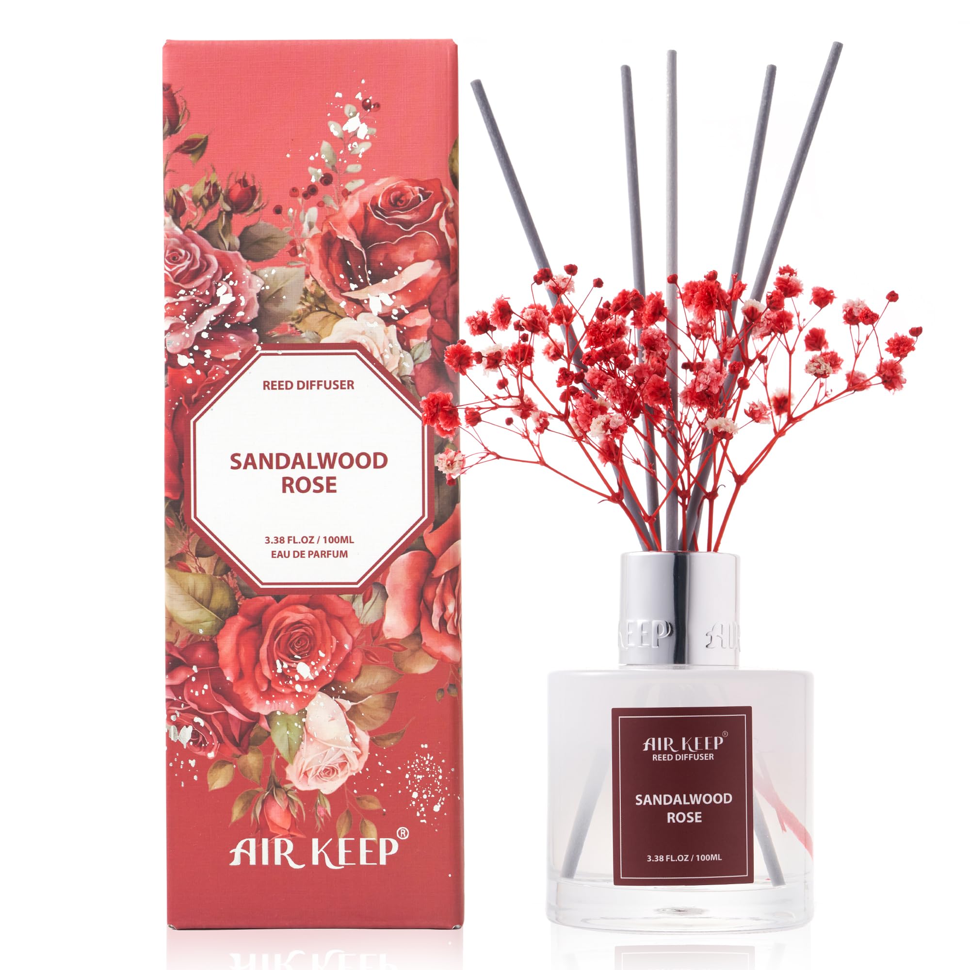 Airkeep Raumduft Clean Linen Duft, Reed Diffuser mit 8 Duftstäbchen, Lufterfrischer für Badezimmer, Wohnung, Heimdekoration, 100ml