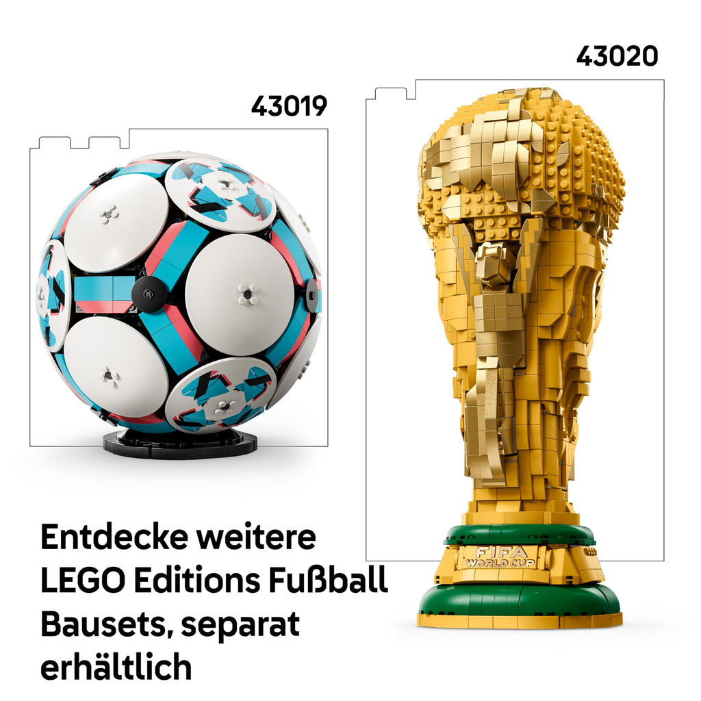 LEGO Editions Sports Offizieller Pokal der FIFA Fußball-Weltmeisterschaft - 3D DIY Modell mit sammelbarer Minifigur - Fußball Geschenk für Jungen & Mädchen ab 12 Jahren und Erwachsene Fans - 43020