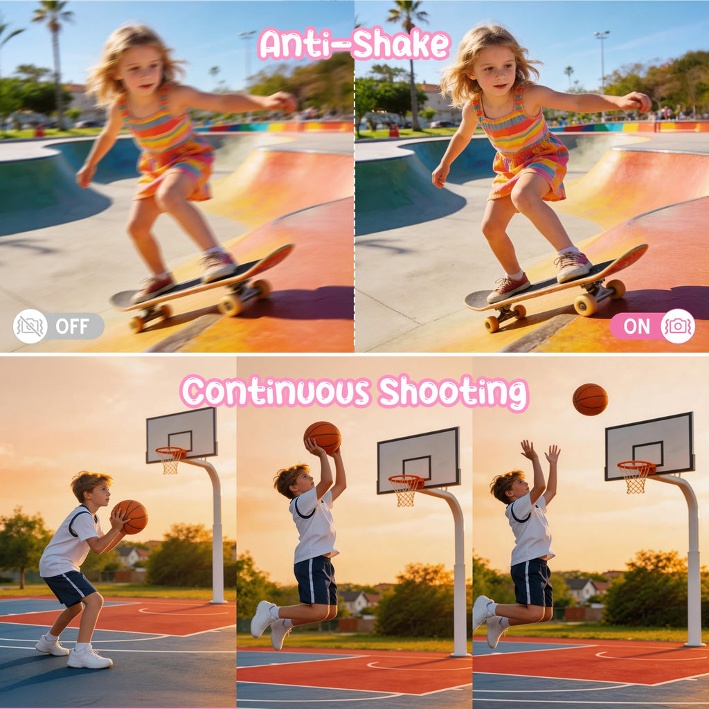 Digitalkamera 1080P 44MP Vlogging Kamera für Kinder Jugendliche, FHD Kompaktkamera Fotokamera mit 2,4" Bildschirm 16X Zoom, Anti-Shake Minikamera für Anfänger Studenten Jungen Mädchen-Schwarz