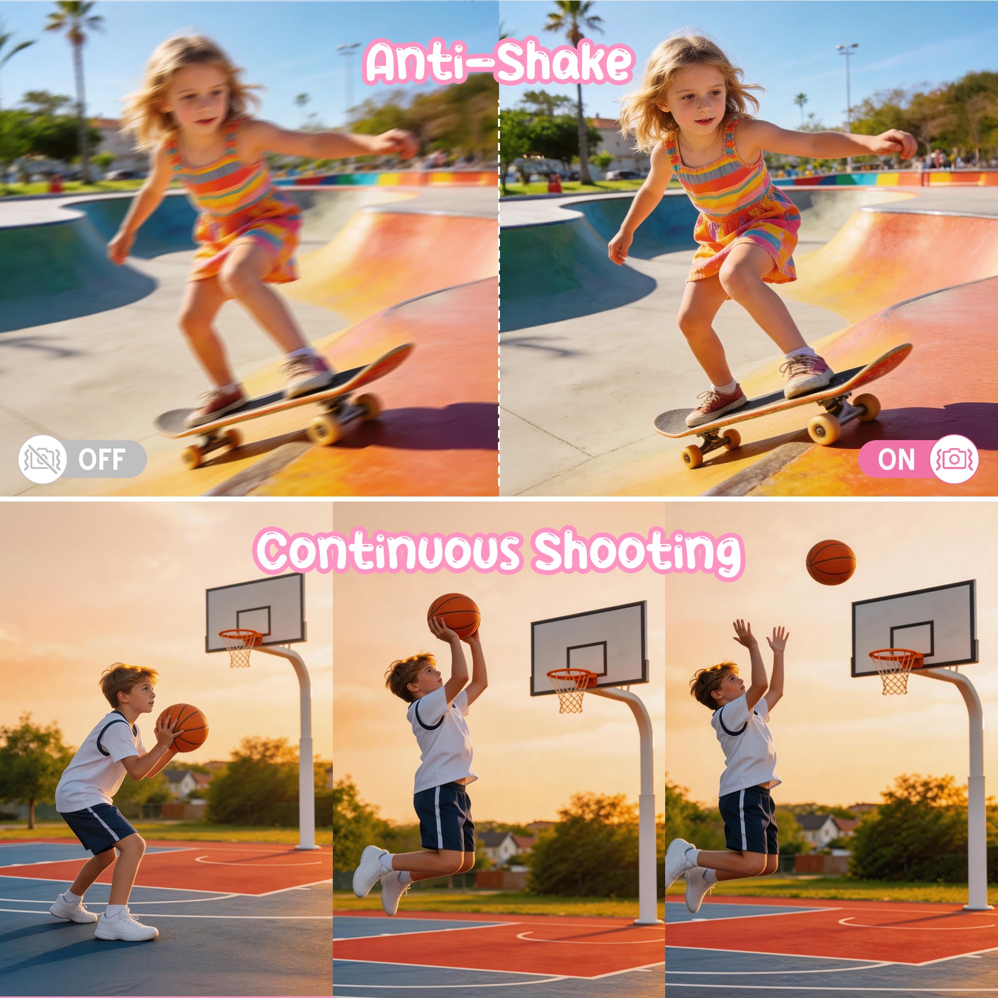 Digitalkamera 1080P 44MP Vlogging Kamera für Kinder Jugendliche, FHD Kompaktkamera Fotokamera mit 2,4" Bildschirm 16X Zoom, Anti-Shake Minikamera für Anfänger Studenten Jungen Mädchen-Schwarz