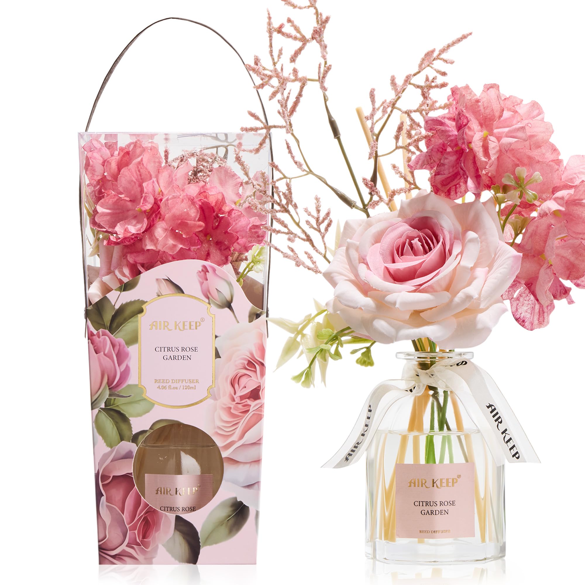 Airkeep Raumduft Clean Linen Duft, Reed Diffuser mit 8 Duftstäbchen, Lufterfrischer für Badezimmer, Wohnung, Heimdekoration, 100ml