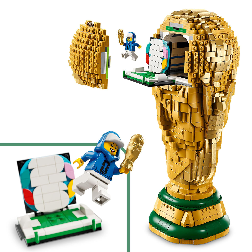 LEGO Editions Sports Offizieller Pokal der FIFA Fußball-Weltmeisterschaft - 3D DIY Modell mit sammelbarer Minifigur - Fußball Geschenk für Jungen & Mädchen ab 12 Jahren und Erwachsene Fans - 43020