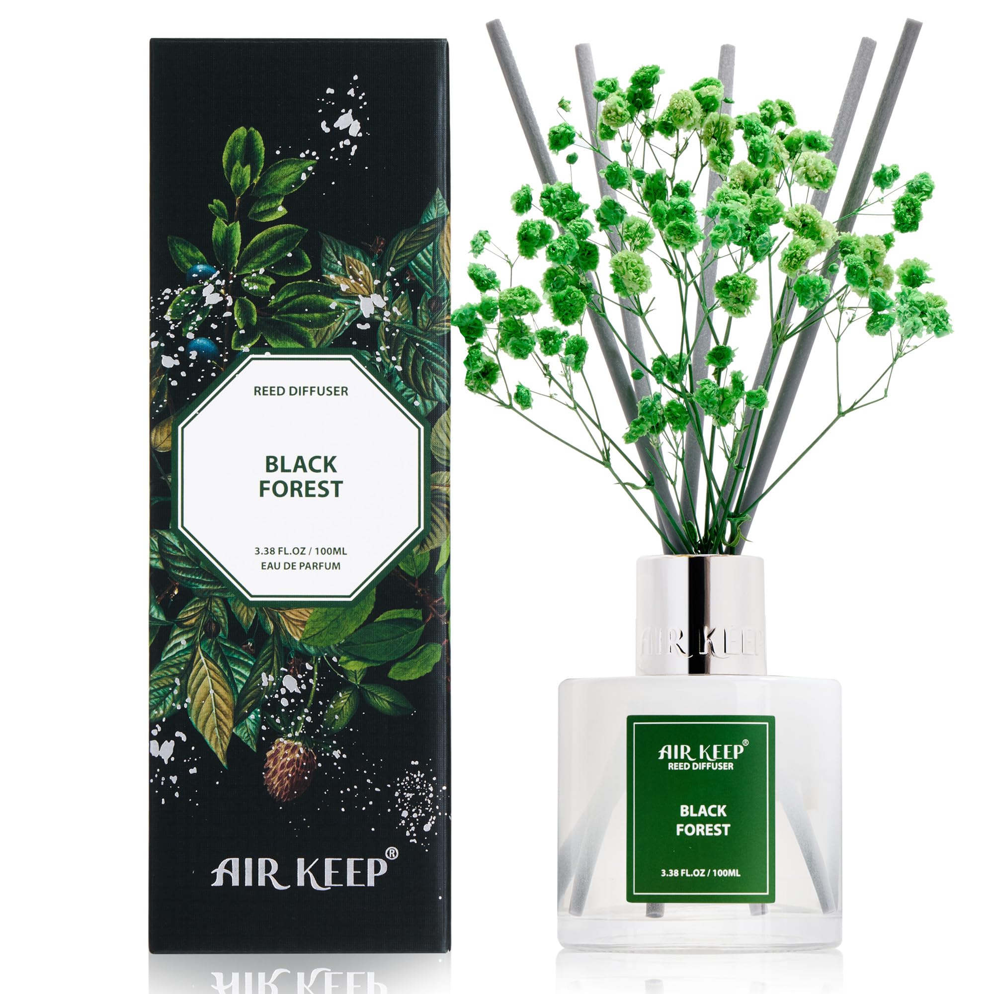 Airkeep Raumduft Clean Linen Duft, Reed Diffuser mit 8 Duftstäbchen, Lufterfrischer für Badezimmer, Wohnung, Heimdekoration, 100ml