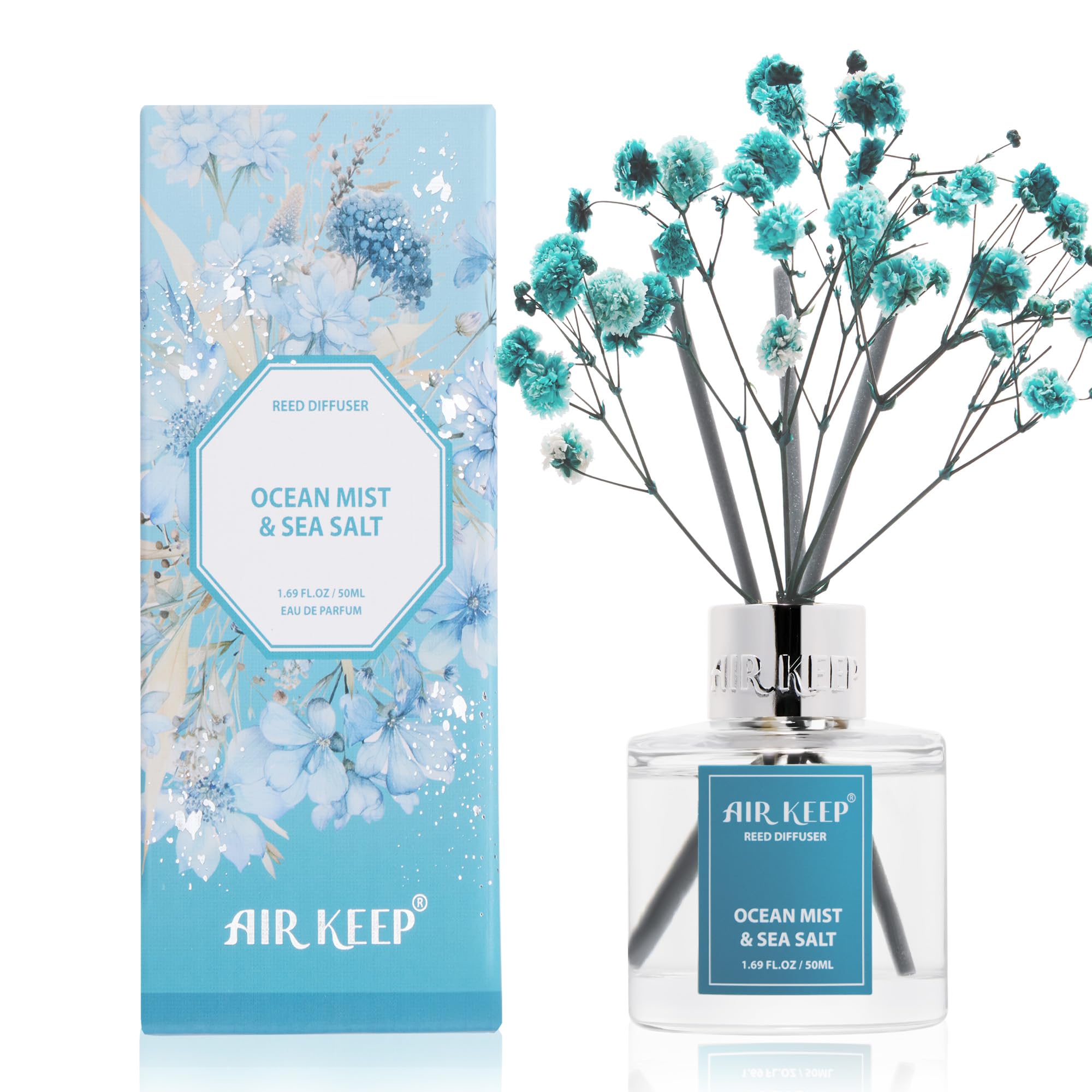 Airkeep Raumduft Clean Linen Duft, Reed Diffuser mit 8 Duftstäbchen, Lufterfrischer für Badezimmer, Wohnung, Heimdekoration, 100ml
