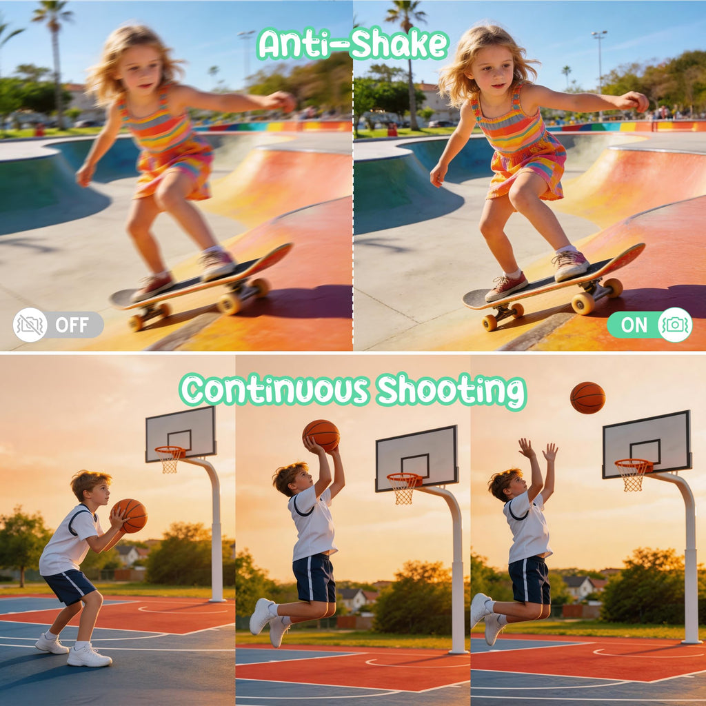 Digitalkamera 1080P 44MP Vlogging Kamera für Kinder Jugendliche, FHD Kompaktkamera Fotokamera mit 2,4" Bildschirm 16X Zoom, Anti-Shake Minikamera für Anfänger Studenten Jungen Mädchen-Schwarz